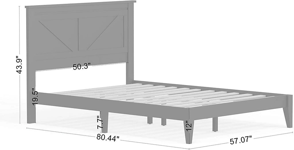 Solid Wood Platform Bed Full Q2076