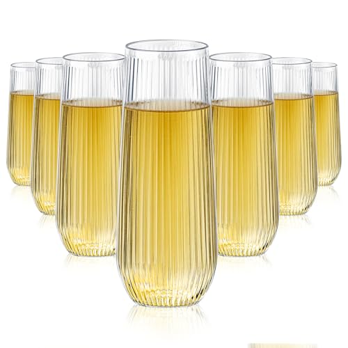 48 Pack 9 Oz Clear Plastic Stemless Champagne Flutes N7530