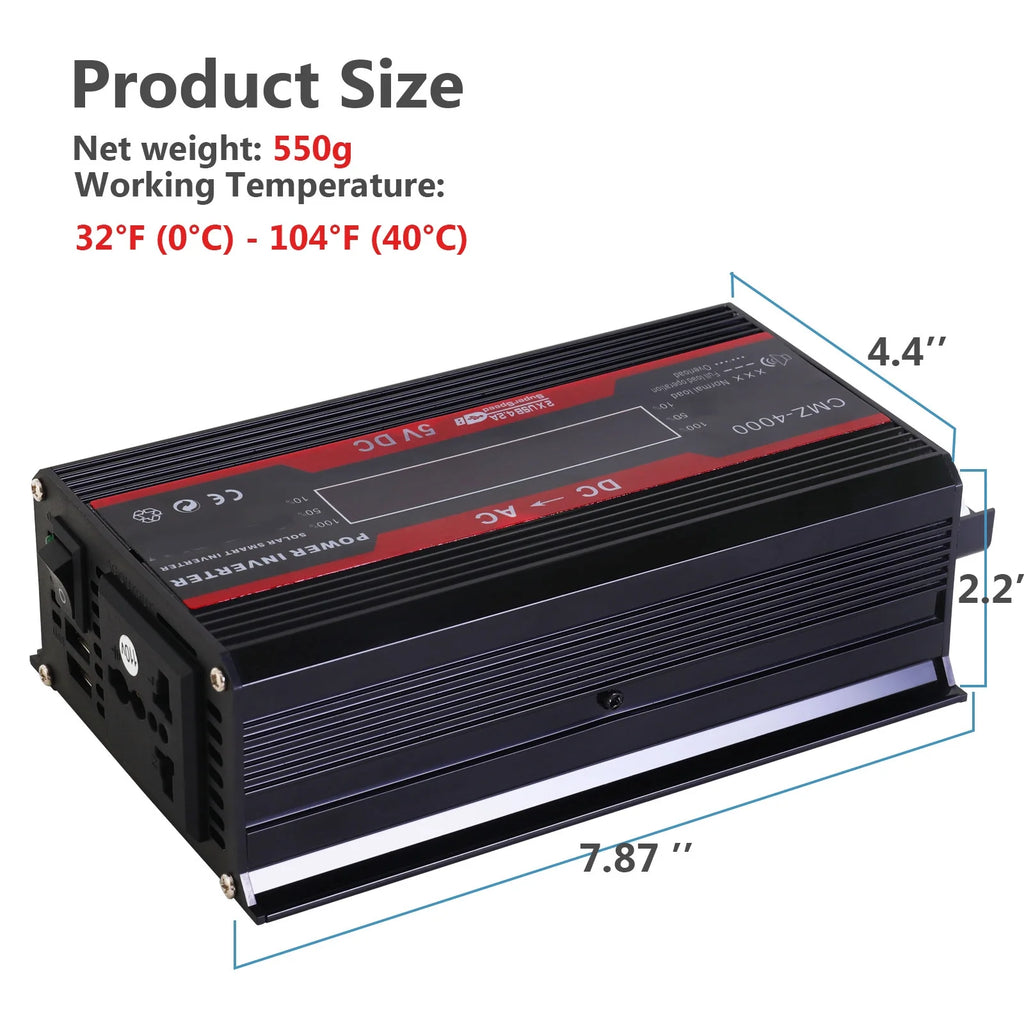 3000W Car Power Inverter 12v DC to 110v AC H355