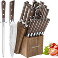 15 Pc German High Carbon Stainless Steel Knife Set with Wooden Block Y568368