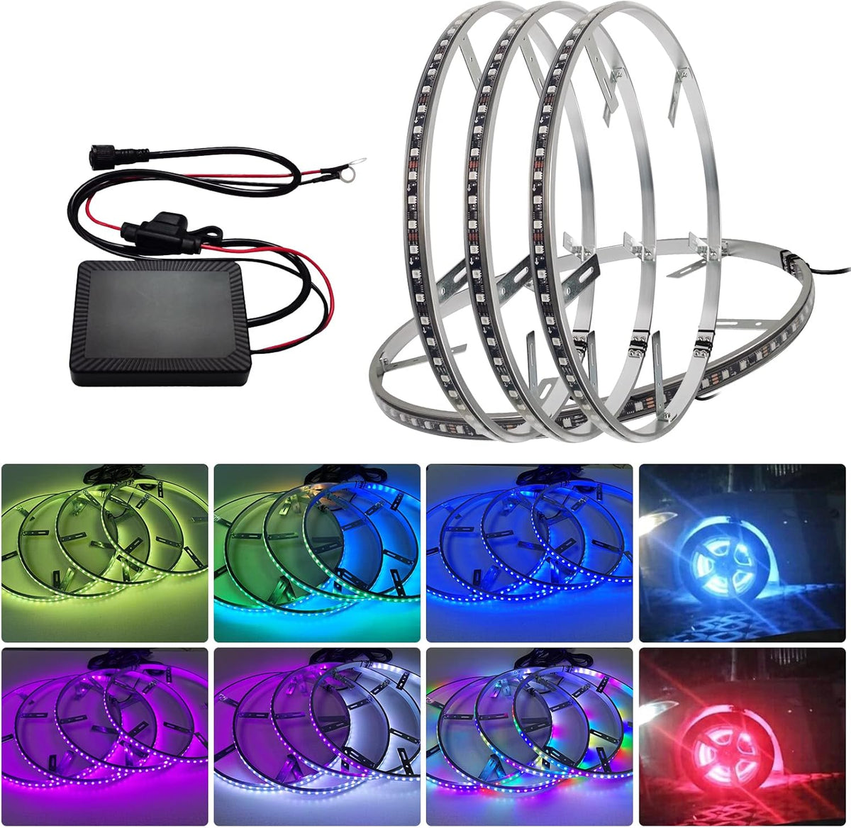 4PCS 17” Waterproof LED Wheel Rim Lights with App Control U953