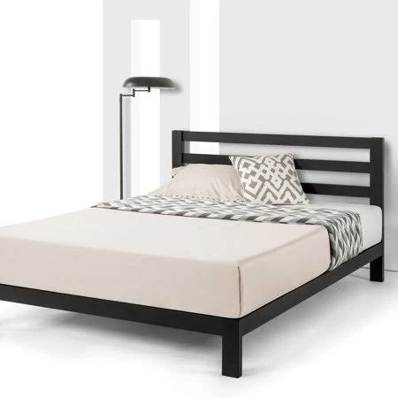 10 inch Heavy Duty Metal Platform Bed with Headboard Queen Black Z43496