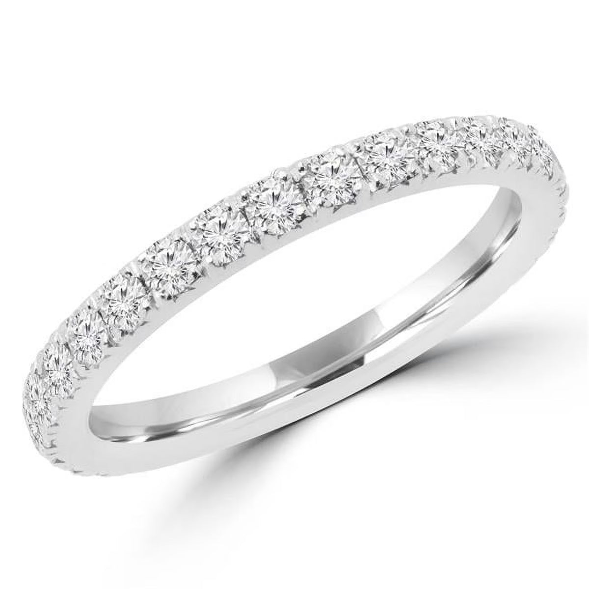 14K White Gold Semi-Eternity Wedding Band Ring H75019