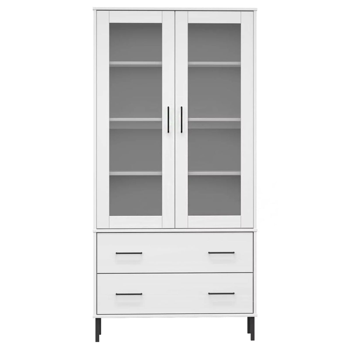 Pine Wood Bookcase with 2 Doors and 2 Drawers N19363