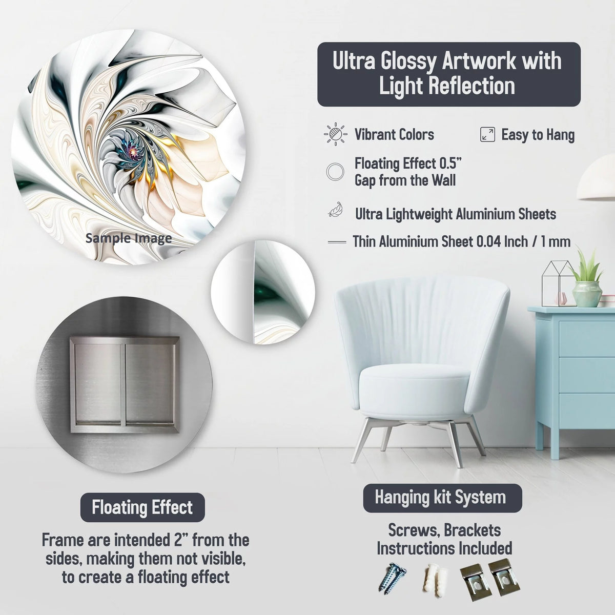 Floral Daisy Metal Wall Art Prints W720055
