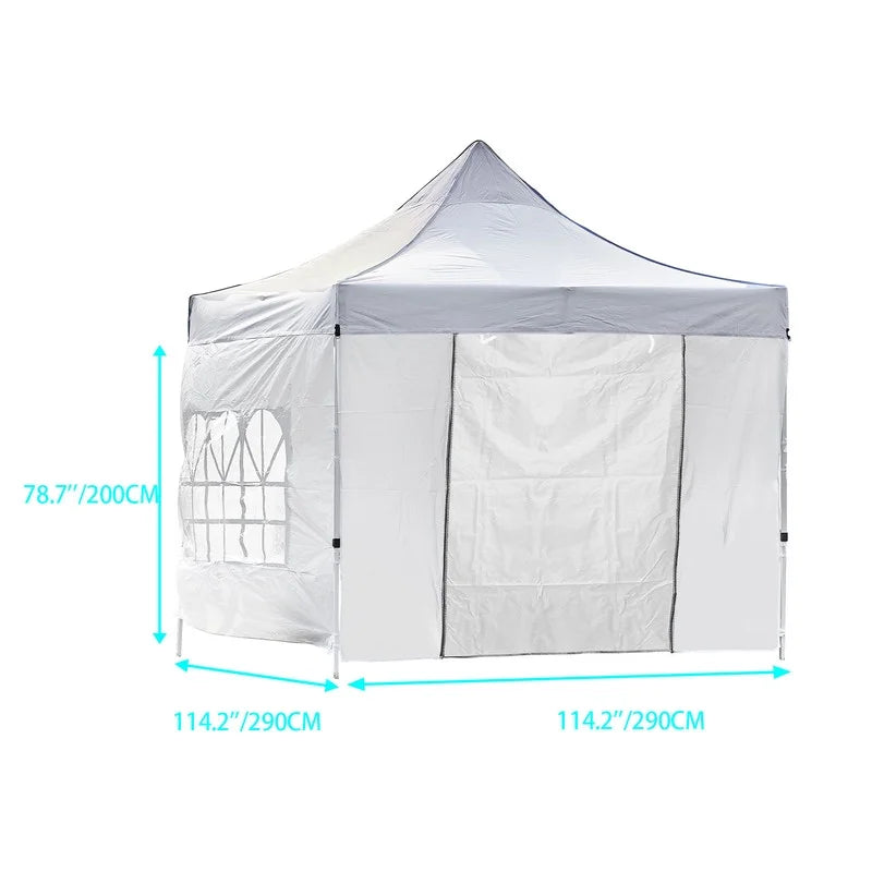 White 10x10ft Pop Up Gazebo with 4 Sidewalls 1 Door & 3 Windows I213546