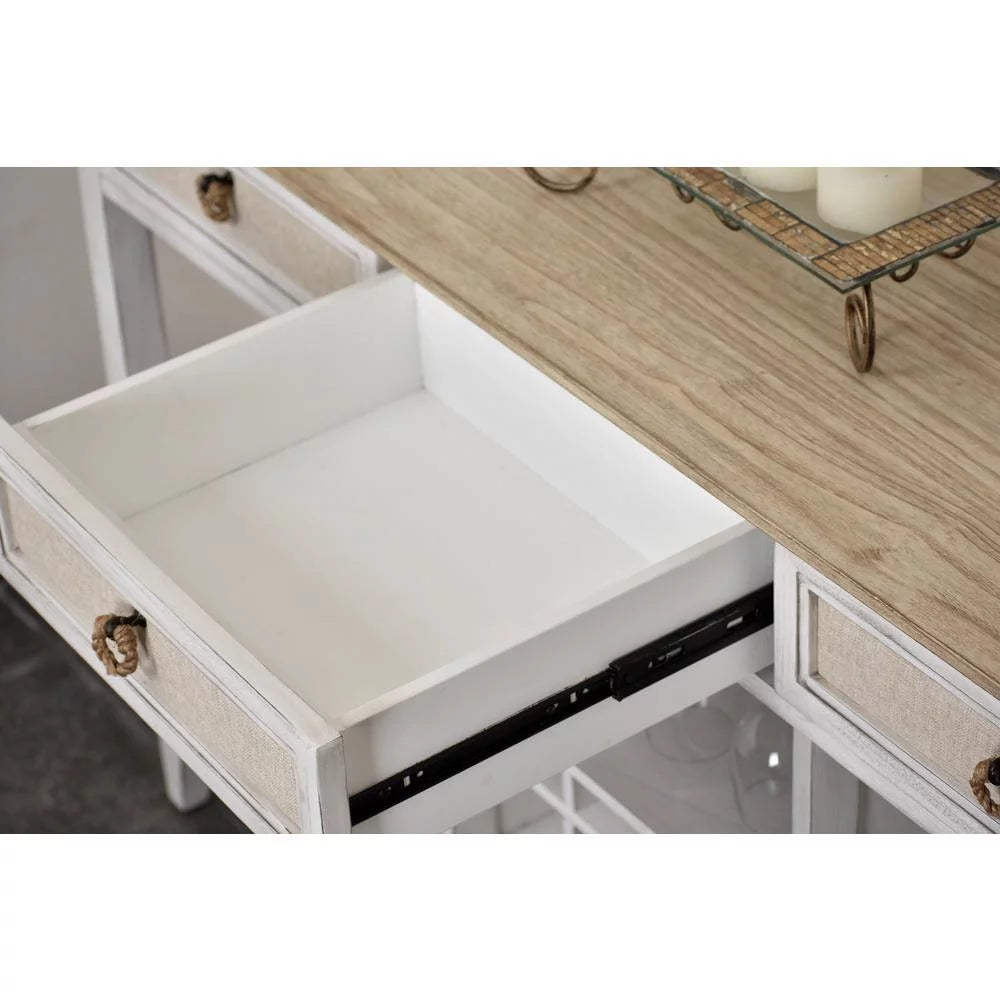 White Light Brown Wood Sideboard with Baskets K7815