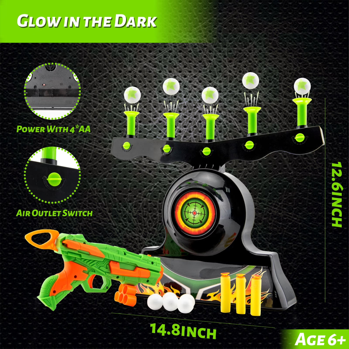 Glow in The Dark Floating Ball Target Practice Toys with 10 Soft Foam Balls B815