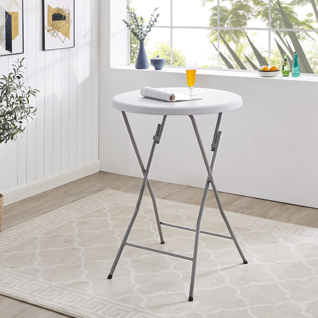 White Round Folding Resin Cocktail Table Z627