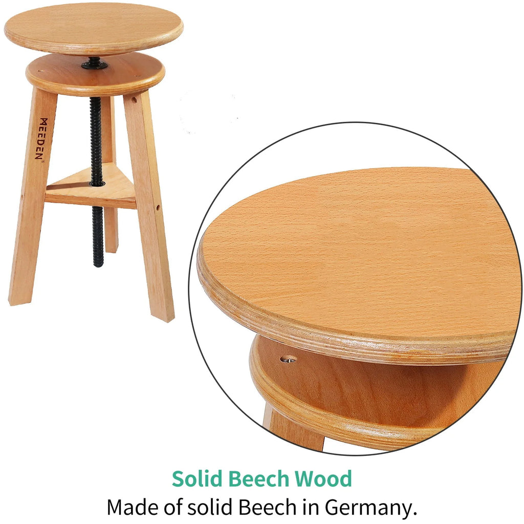 Adjustable Height Beechwood Wooden Drafting Stool D237