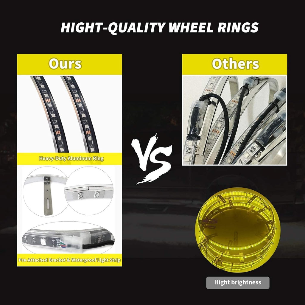 4PCS 17” Waterproof LED Wheel Rim Lights with App Control U953
