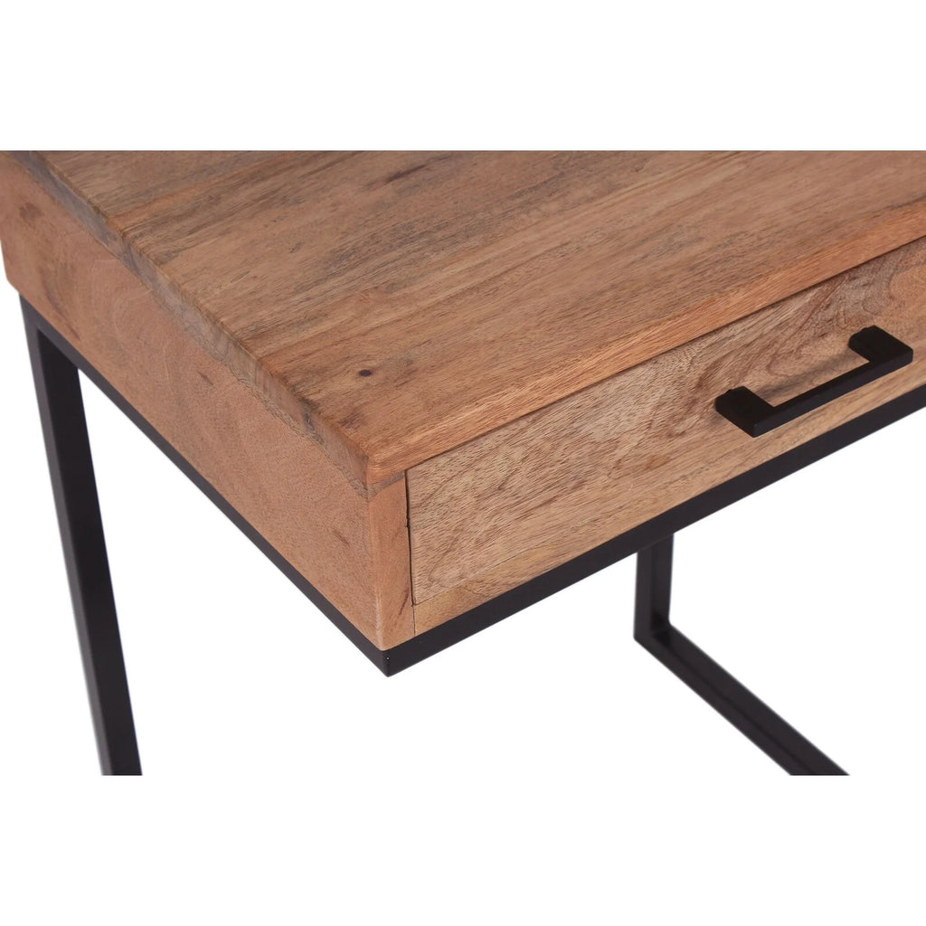 Brown Wood C-Table with Drawer P628