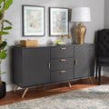 Dark Grey and Gold Finished Wood 2-Door Sideboard Buffet F7603