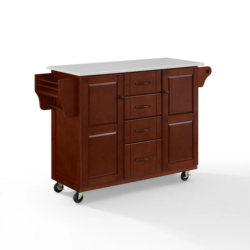 White Granite Top Kitchen Cart Y6369