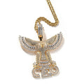 14K Gold Over Finish Simulated Diamond Eagle Charm Pendant Necklace Q49662