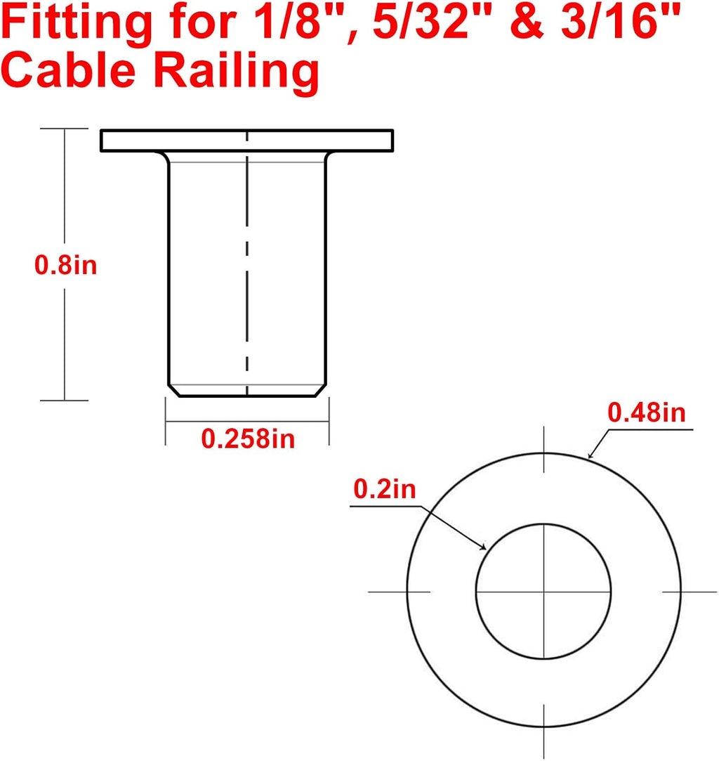 120 Pack Stainless Steel Protector Sleeves for Deck Cable Railing U721700