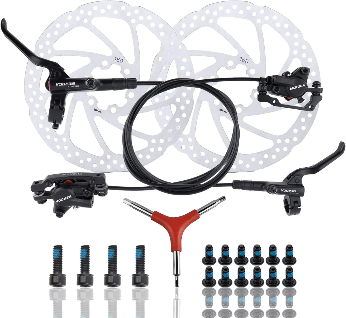 MTB Hydraulic Disc Brake Set with 160mm Rotors, Aluminum Alloy, Pack of 2 J600
