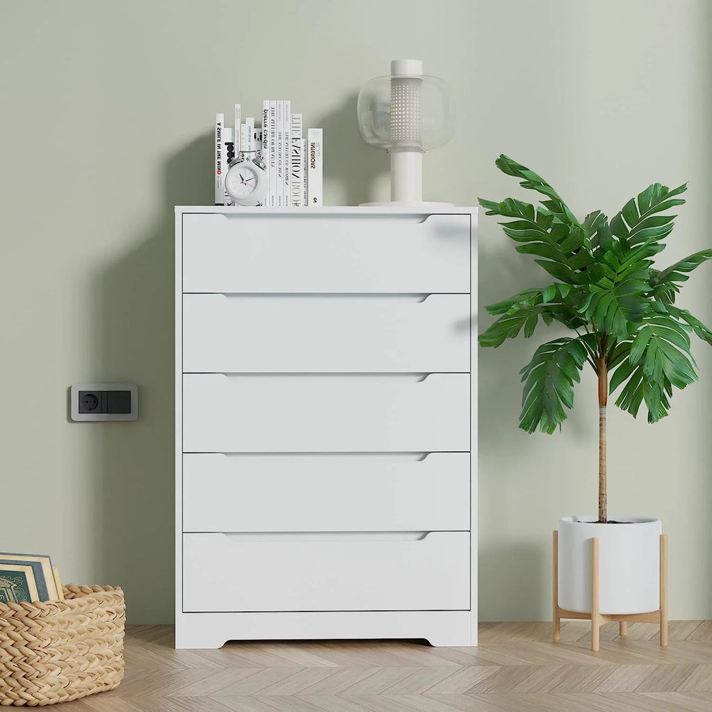 White 5 Drawer Wood Dresser K720