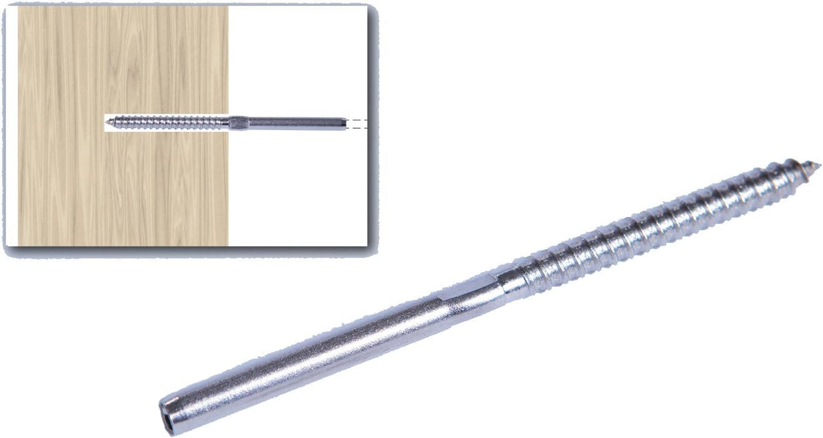 Stainless Steel Hand-Crimp Lag Stud for 1/8 Cable, Lot of 10 L296
