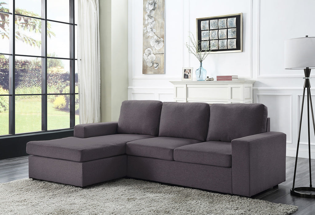 Dark Gray Linen Sofa with Reversible Chaise Y313