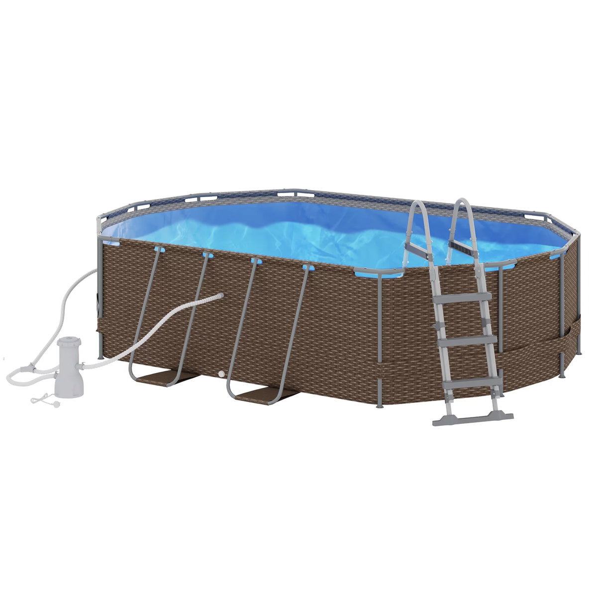 Brown Non-Inflatable Frame Swimming Pool O684