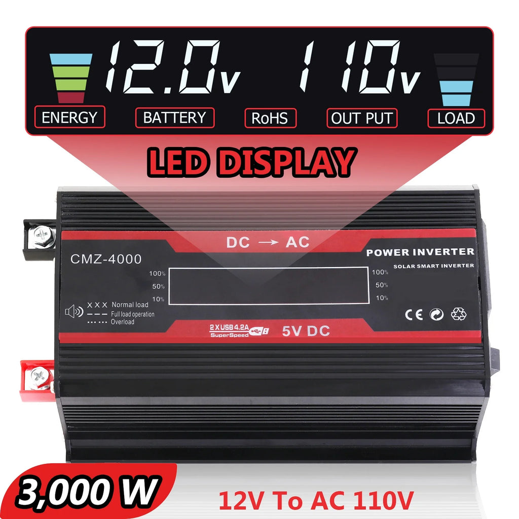 3000W Car Power Inverter 12v DC to 110v AC H355