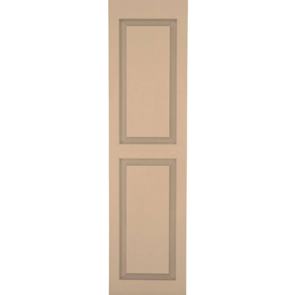 2-Pack Sandstone Raised Panel Vinyl Exterior Shutters in Brown C63274