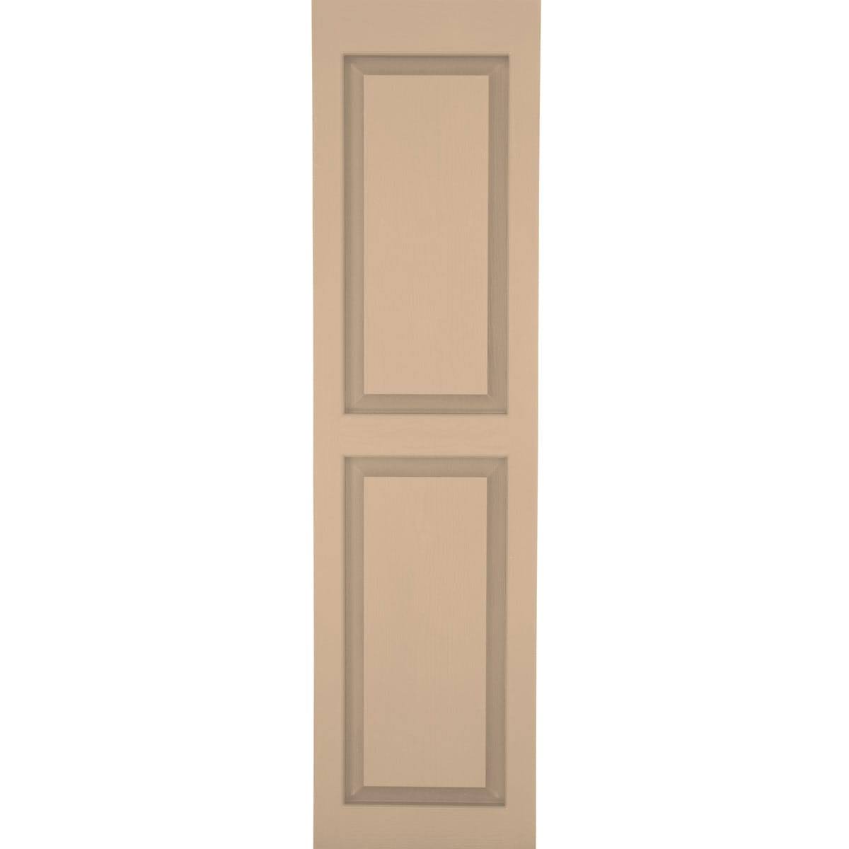 2-Pack Sandstone Raised Panel Vinyl Exterior Shutters in Brown C63274