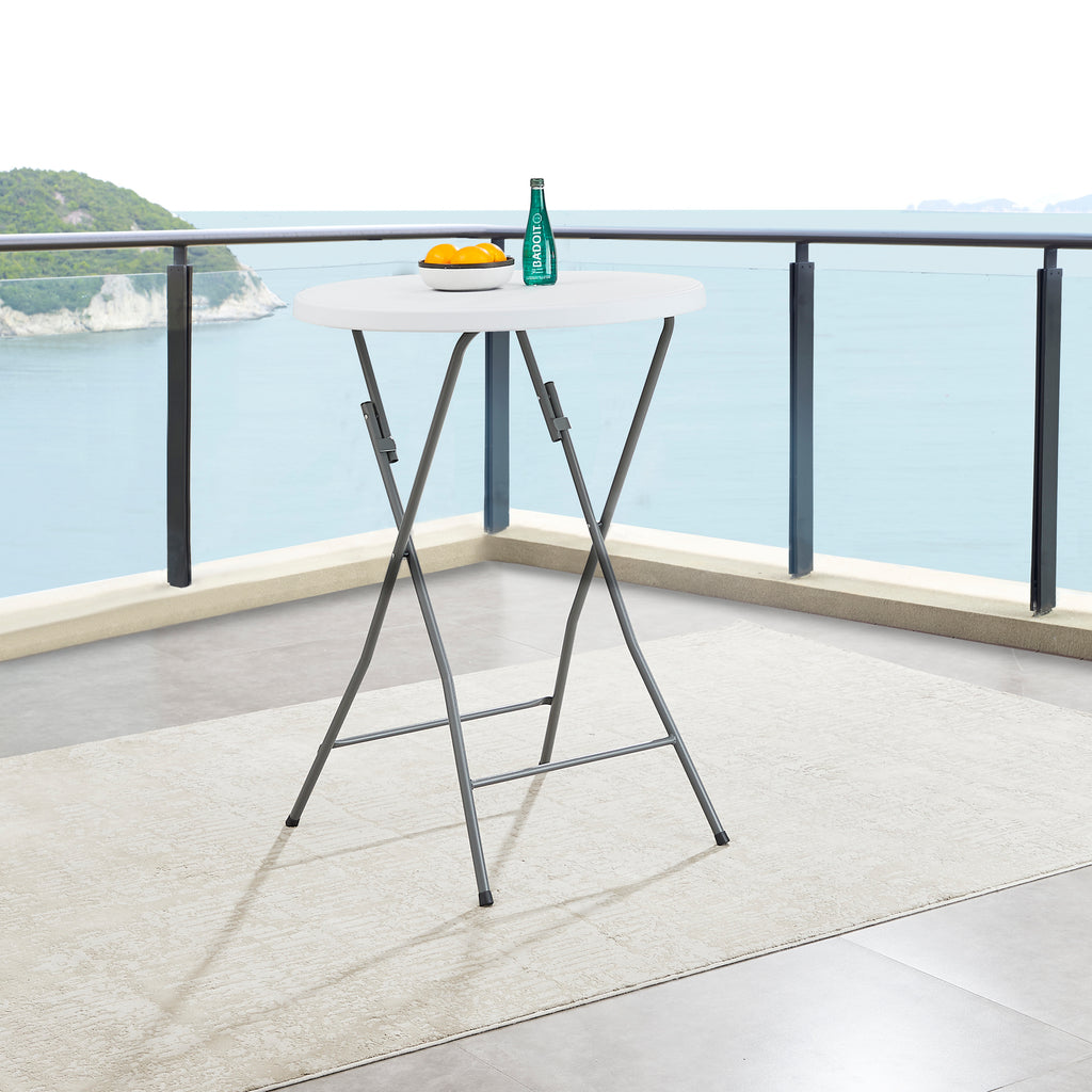 White Round Folding Resin Cocktail Table Z627