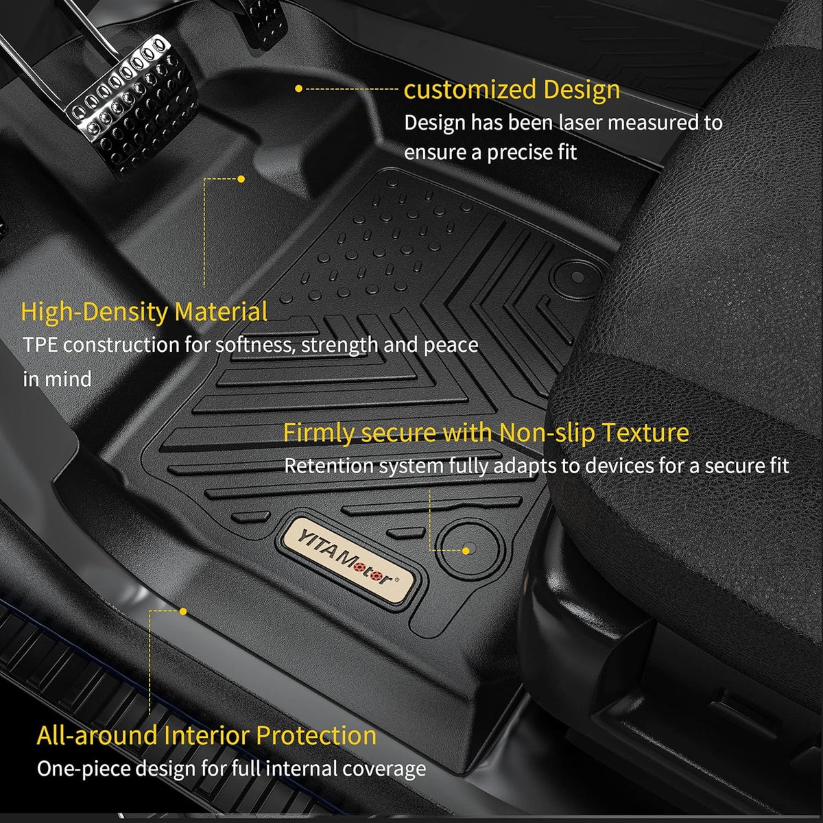 Black TPE Floor Mats Cargo Trunk Liners Set for Honda CR-V J302