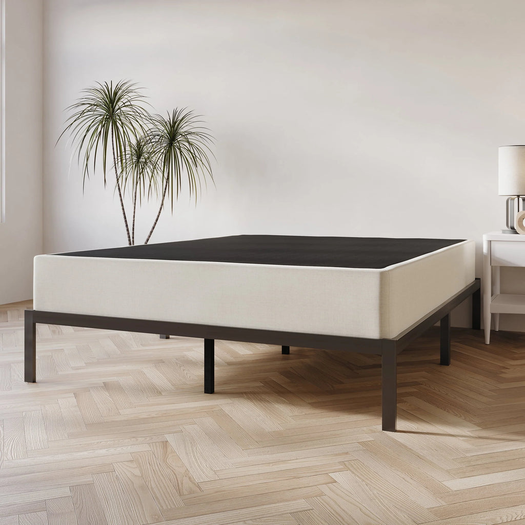 Wood Box Spring Mattress Foundation 8 Queen Beige Q40317