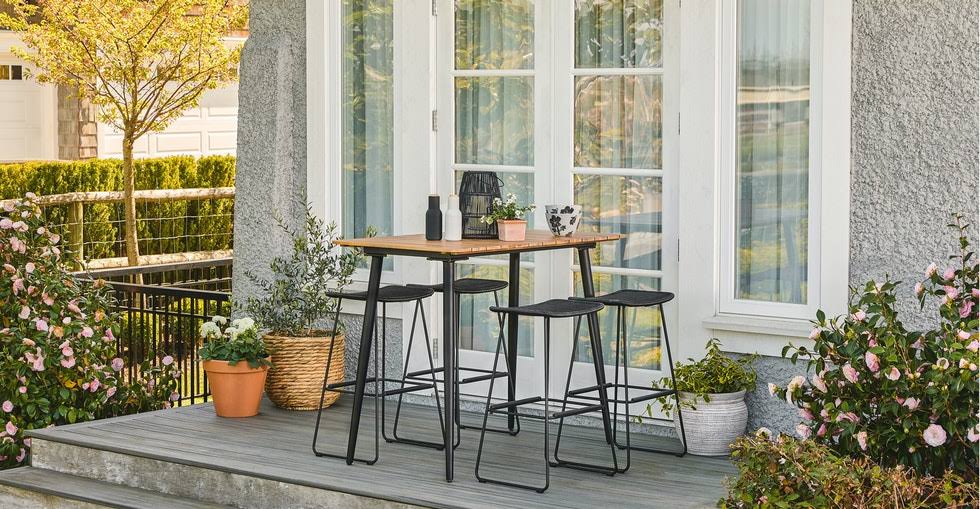 Acacia Bar Table with Slate Metal Legs F383739