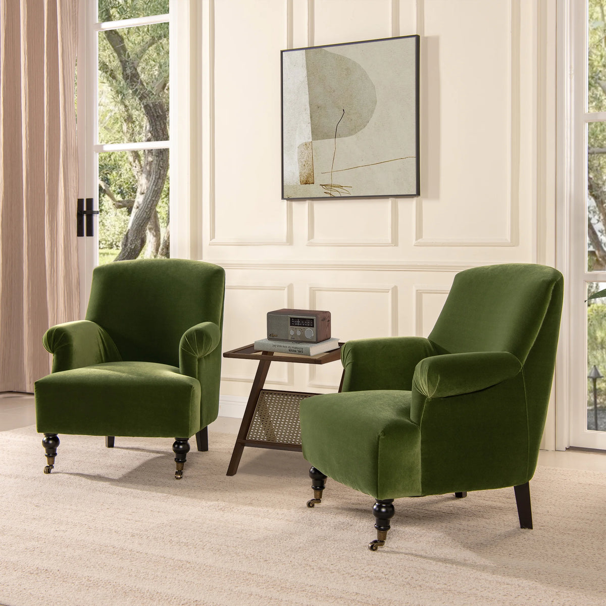 Olive Green Performance Velvet Accent Armchair D153