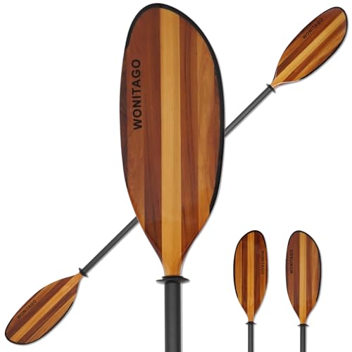 Full Carbon Fiber Shaft Wooden Blade Adjustable Kayak Paddle T555
