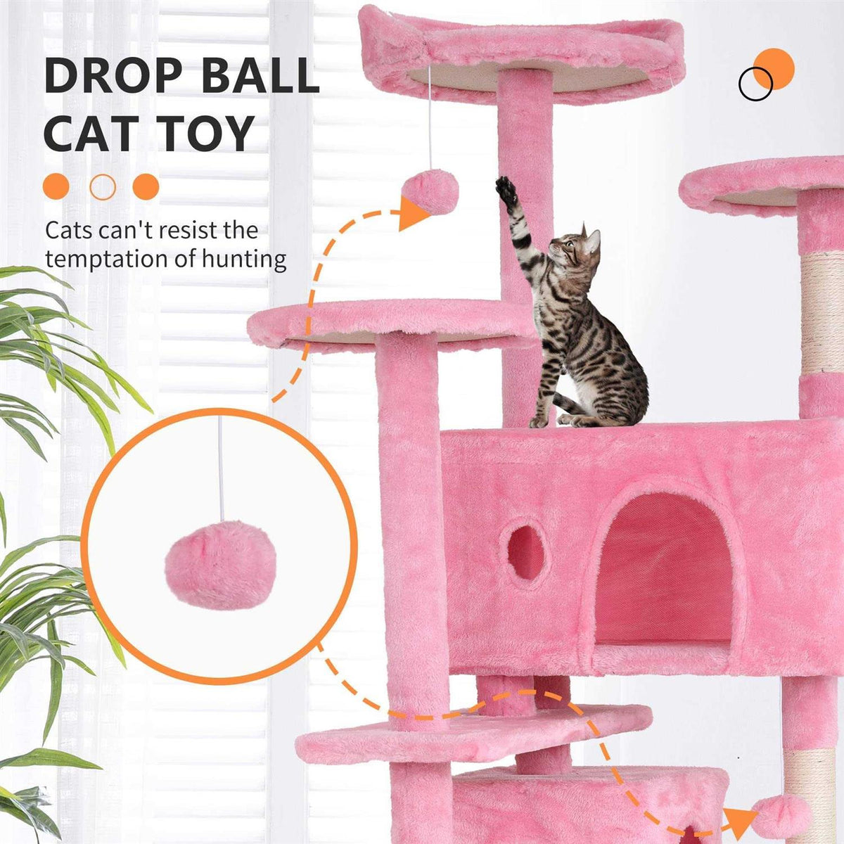 54in Cat Tree Tower with Scratching Posts K49145