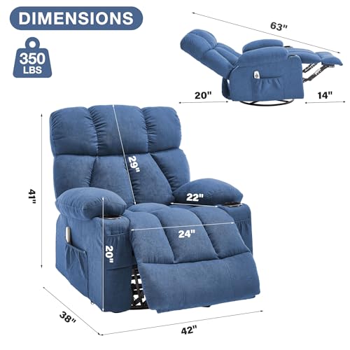 Grey Massage Rocker Recliner Chair with Heat and Vibration K4008