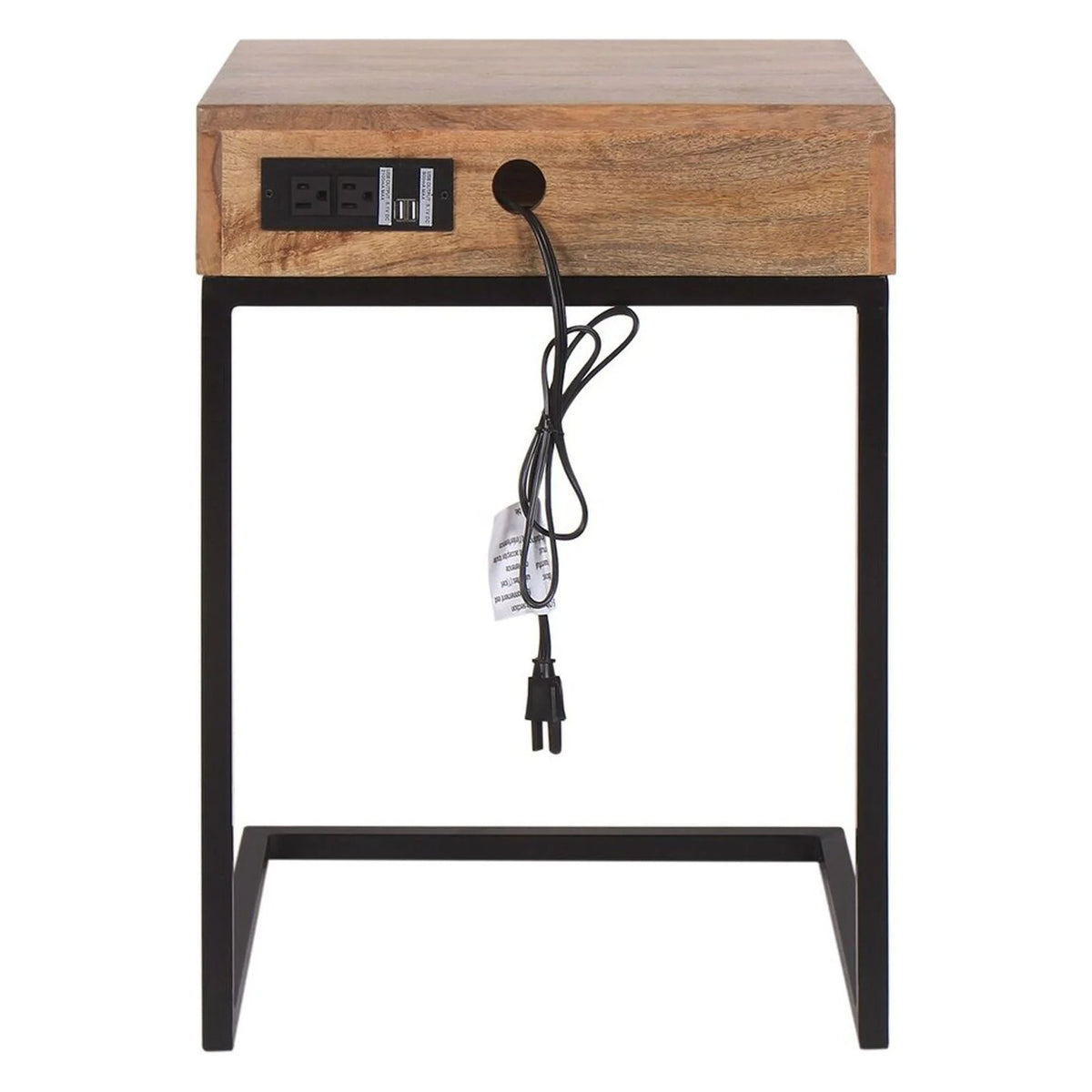 Brown Wood C-Table with Drawer P628