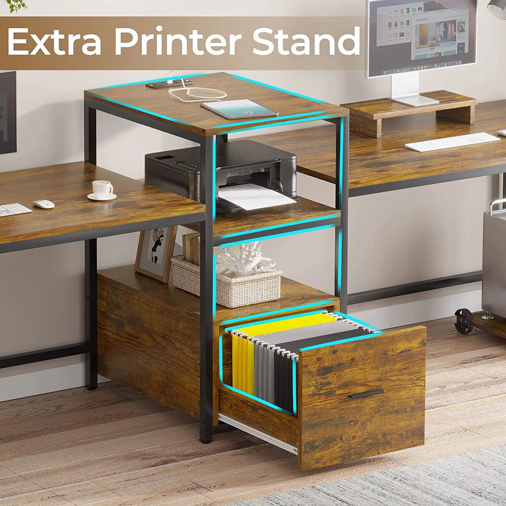 Brown Computer Desk with File Drawer and USB Port E648771