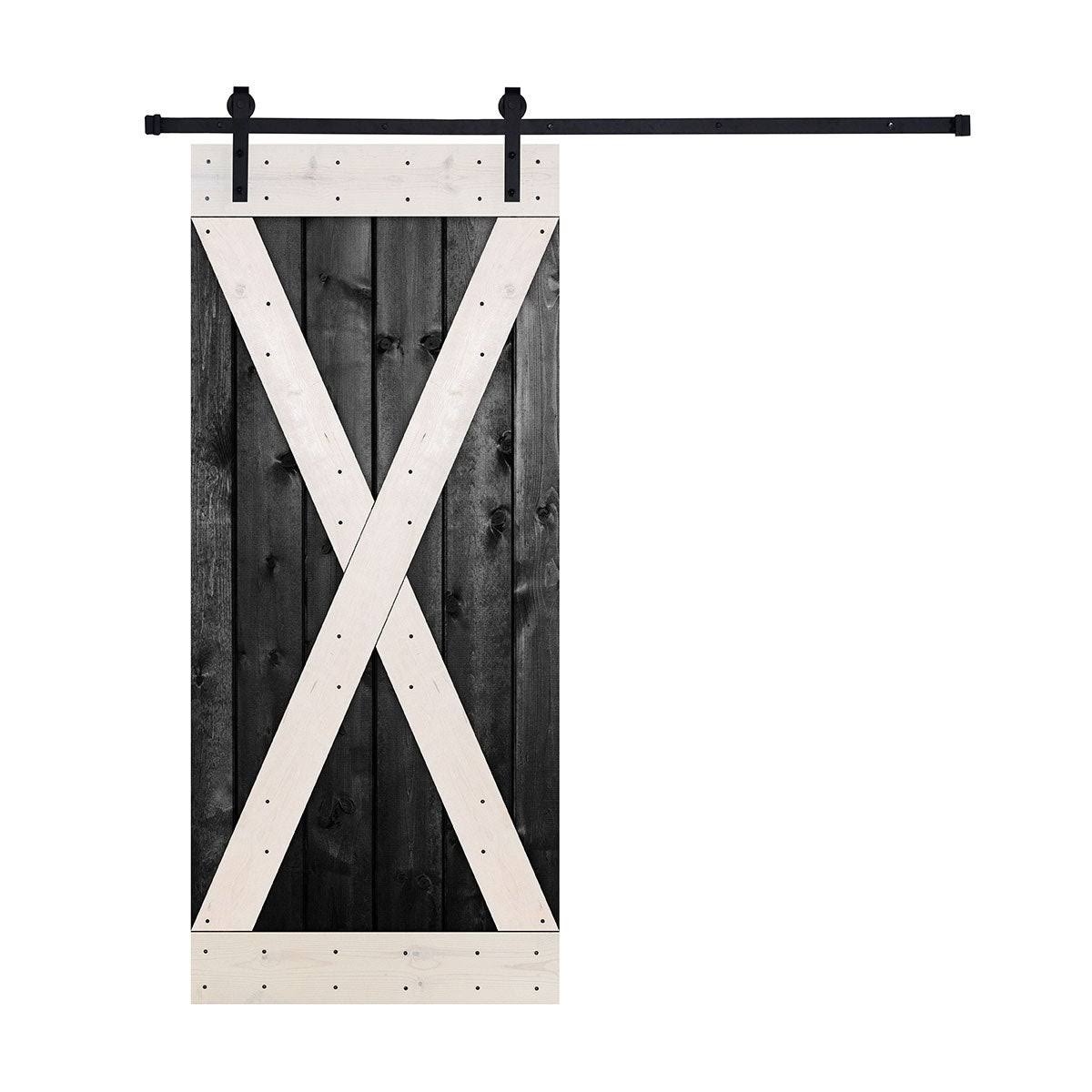 Black & White Contrast Wood Single Barn Door Y254