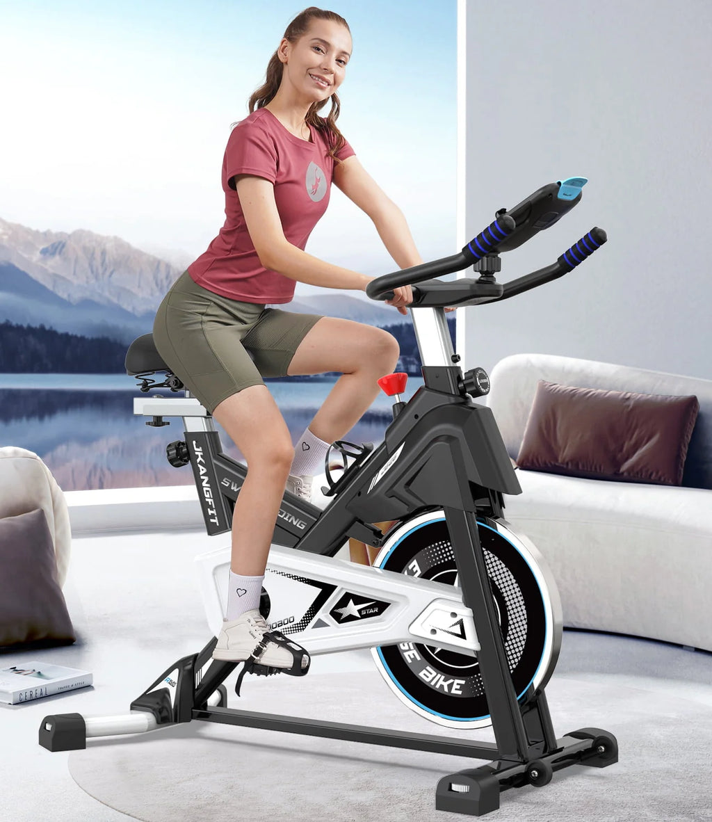 Magnetic Exercise Bike 45lbs Heavy-Duty Quiet Belt Drive Y78158