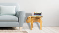 Hand Carved Wooden Elephant Side Table with Brass Accents Y5983